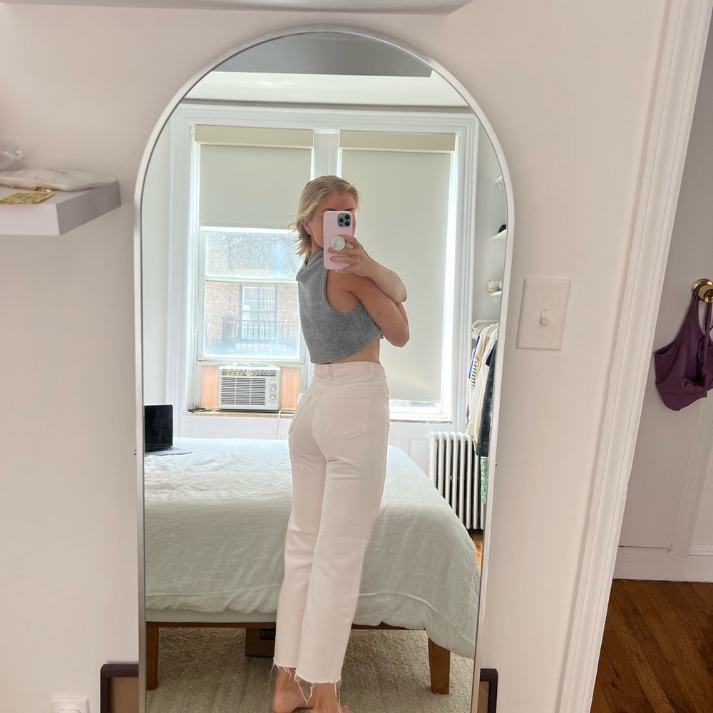 Light pink high rise ankle cropped Zara jeans